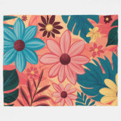 Kleurrijke Bloemengelukzaligheid op Warme Tonen Ac Fleece Deken (Voorkant (Horizontaal))