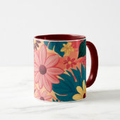 Kleurrijke Bloemengelukzaligheid op Warme Tonen Ac Mok (Voorkant rechts)