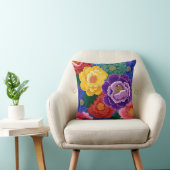 Kleurrijke bloemengeworpen kussen decor (Stoel)