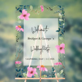 Kleurrijke bloemengroen Frosted bruiloft Welkom Acryl Bord (Neutraal)