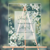 Kleurrijke bloemengroen Frosted Wedding Welkom Acryl Bord (Neutraal)