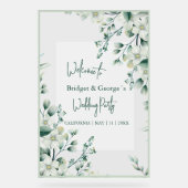 Kleurrijke bloemengroen Frosted Wedding Welkom Acryl Bord (Voorkant)
