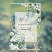 Kleurrijke bloemengroen Frosted Wedding Welkom Acryl Bord (Neutraal)