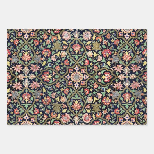 Kleurrijke  bloemenindiaanse mandala patroon inpakpapier vel (Voorkant 3)