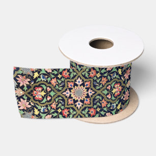 Kleurrijke bloemenindiaanse mandala patroon satijnen lint