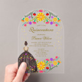 Kleurrijke bloemenjurk quinceanera uitnodiging (Insitu (Draagbaar))