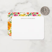 Kleurrijke Bloemenkoppel Custom Naam Gift Enclosur Notitiekaartje (Voorkant / Achterkant in situ)