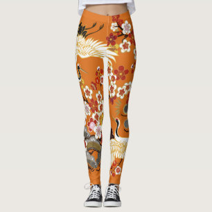 Kleurrijke bloemenkranen Sakura patroon Leggings