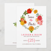 Kleurrijke Bloemenkrans - Bewaar de datum Save The Date (Voorkant / Achterkant)