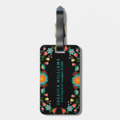Kleurrijke bloemenkrans Lijst zwarte achtergrond Bagagelabel (Achterkant verticaal)
