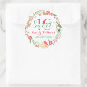 Kleurrijke bloemenkrans op wit zoet 16 ronde sticker (Tas)