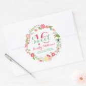 Kleurrijke bloemenkrans op wit zoet 16 ronde sticker (Envelop)