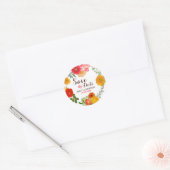 Kleurrijke bloemenkrans- Save the Date Ronde Sticker (Envelop)