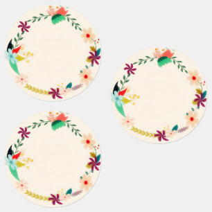 Kleurrijke bloemenkrans Schattige waterdicht land Labels