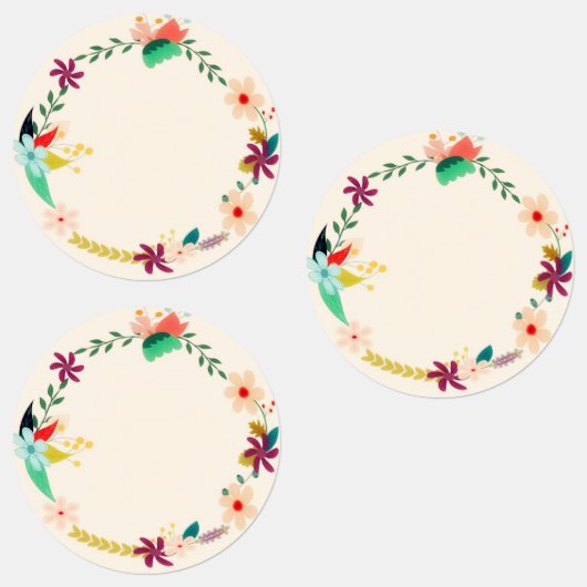 Kleurrijke bloemenkrans Schattige waterdicht land Labels (Groep)