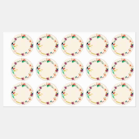 Kleurrijke bloemenkrans Schattige waterdicht land Labels (Vel)