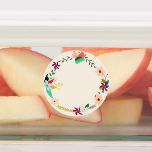 Kleurrijke bloemenkrans Schattige waterdicht land Labels (Aangebracht)