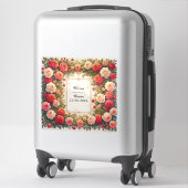 Kleurrijke bloemenkrans voor trouwfeest sticker (Koffer)