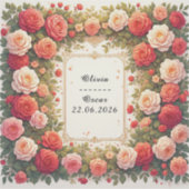 Kleurrijke bloemenkrans voor trouwfeest sticker (Voorkant)