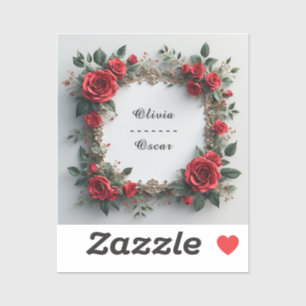 Kleurrijke bloemenkrans voor trouwfeest sticker