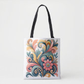 Kleurrijke bloemenkunst boodschappentas tote bag (Voorkant)