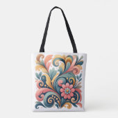 Kleurrijke bloemenkunst boodschappentas tote bag (Achterkant)