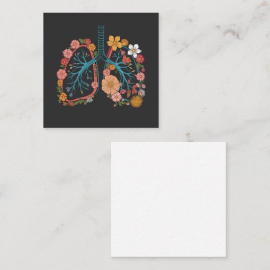 Kleurrijke Bloemenlongen Vector Illustratie cadeau Vierkante Visitekaartje (Voorkant / Achterkant)