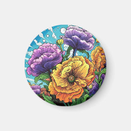 Kleurrijke bloemenmagneet, levendig mooi magneet
