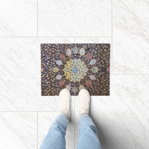 Kleurrijke  bloemenmandala Perzische tapijt Deurmat