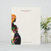 Kleurrijke Bloemenmeisje Briefhoofd Ontwerp (Staand voorkant)