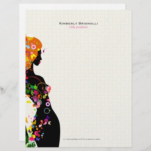 Kleurrijke Bloemenmeisje Briefhoofd Ontwerp (Voorkant / Achterkant)