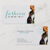 Kleurrijke Bloemenmeisje Mode Designer 2 Visitekaartje (Voorkant / Achterkant)
