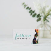 Kleurrijke Bloemenmeisje Mode Designer 2 Visitekaartje (Staand voorkant)
