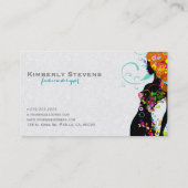 Kleurrijke Bloemenmeisje Mode Designer 2 Visitekaartje (Achterkant)