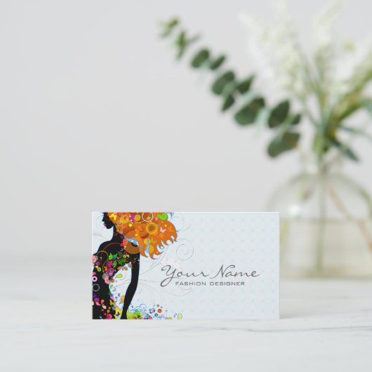 Kleurrijke Bloemenmeisje Visitekaartje (Staand voorkant)