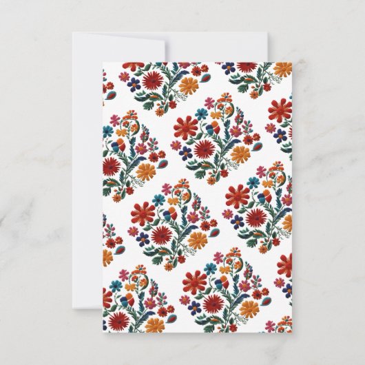 Kleurrijke bloemenmexicaanse volkskunst borduurwer bedankkaart (Achterkant)