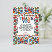 Kleurrijke bloemenmexicaanse volkskunst borduurwer bedankkaart (Staand voorkant)