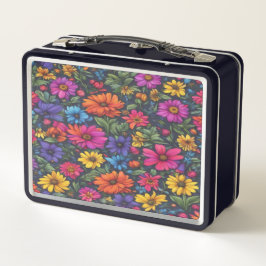 Kleurrijke Bloemenmix - Metalen Lunchbox