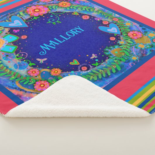 Kleurrijke bloemennaam Custom Fun Inspirivity Sherpa Deken (3/4)