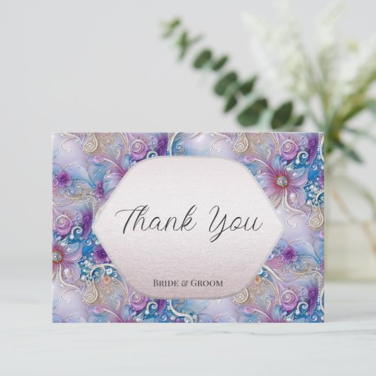 Kleurrijke bloemenparelachtige Pareltjes bedankje Bedankkaart (Staand voorkant)