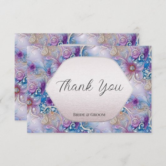 Kleurrijke bloemenparelachtige Pareltjes bedankje Bedankkaart (Voorkant / Achterkant)