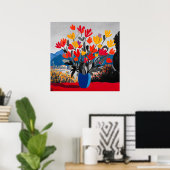 Kleurrijke bloemenposter poster (Thuiskantoor)