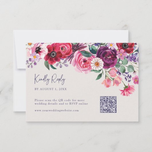 Kleurrijke Bloemenpracht RSVP Kaartje (Voorkant)