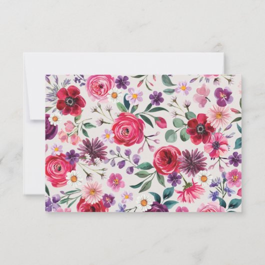 Kleurrijke Bloemenpracht RSVP Kaartje (Achterkant)