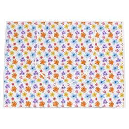 Kleurrijke bloemenprint  groot cadeauzakje