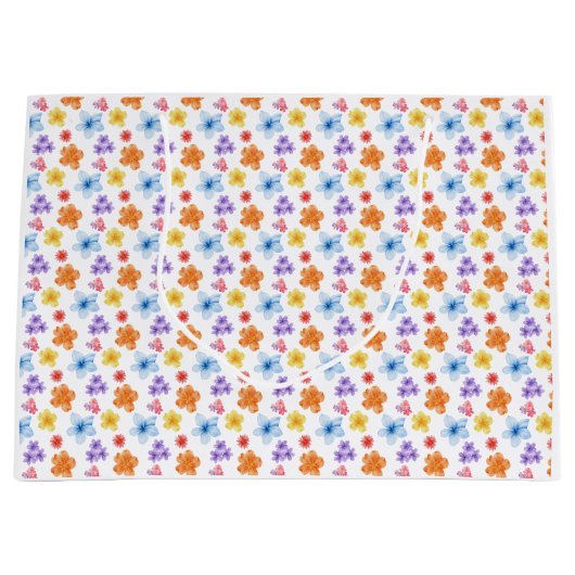 Kleurrijke bloemenprint groot cadeauzakje (Voorkant)