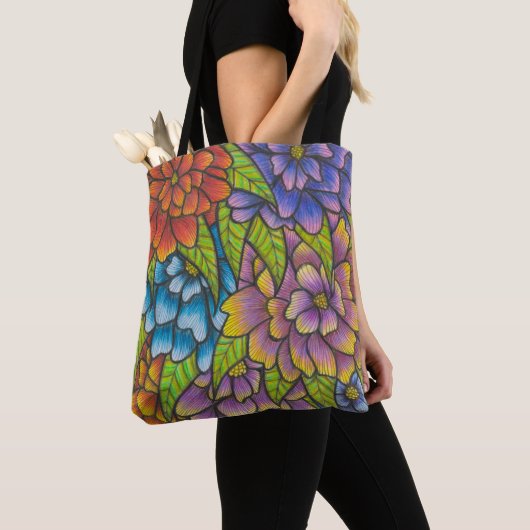 Kleurrijke bloemenprint Tas of crossbody tas (Dichtbij)