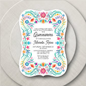 Kleurrijke bloemenquinceanera uitnodiging