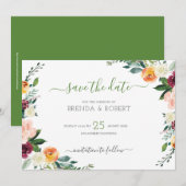 Kleurrijke bloemenrand save the date (Voorkant / Achterkant)