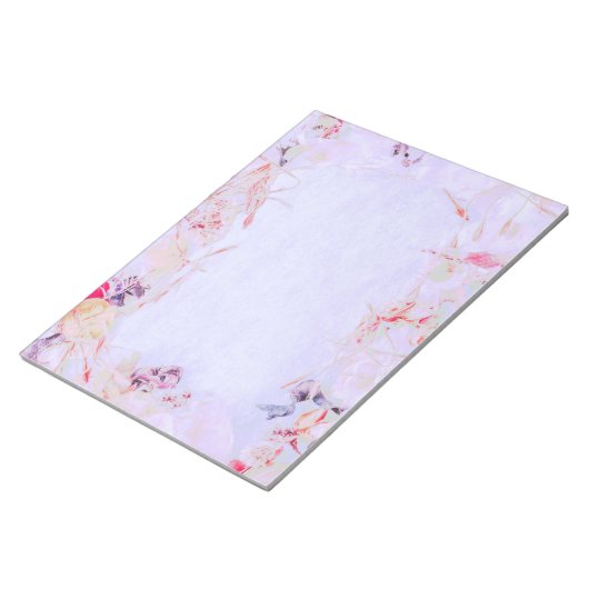 Kleurrijke bloemenrandbloemblaadjes bloemen roze notitieblok (Schuin)